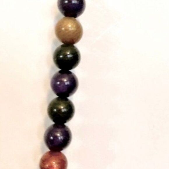 Rainbow Necklace Bead Colorful Necklace Silver Accents with Clasp Closure - Picture 9 of 9